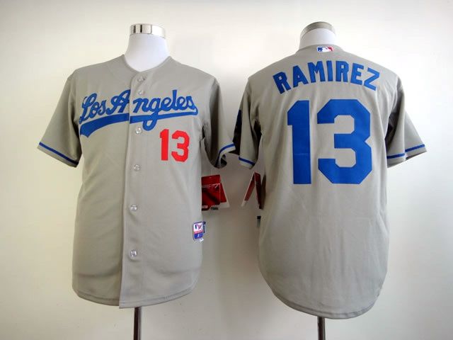 Men Los Angeles Dodgers #13 Ramirez Grey MLB Jerseys1->los angeles dodgers->MLB Jersey